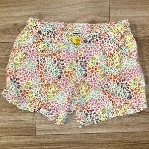 Lands End White with Colorful Flower Print Short with Ruffles Size XL